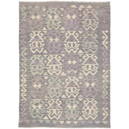 Tappeto Kilim Afghanistan Geometrico Grigio Lavanda 126x174
