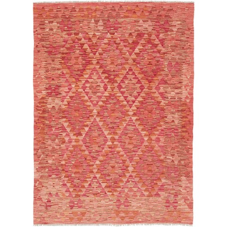 Tappeto Kilim Afghanistan Astratto Rosa Corallo 128x177 Cm