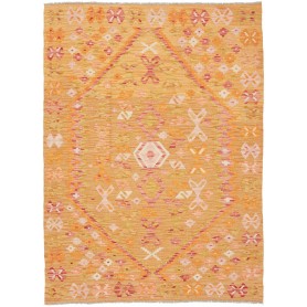 Tappeto Kilim Afghanistan Geometrico Oro Rosa 129x176 Cm