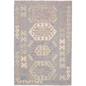 Tappeto Kilim Afghanistan Geometrico Lilla Beige 122x177 Cm