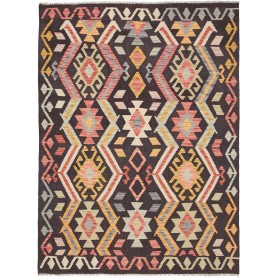 Tappeto Kilim Afghanistan Geometrico Marrone Rosa 129x175 Cm