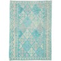 Tappeto Kilim Afghanistan Geometrico Turchese Crema 126x177