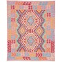 Tappeto Kilim Afghanistan Geometrico Rosa Rosso 134x167 Cm