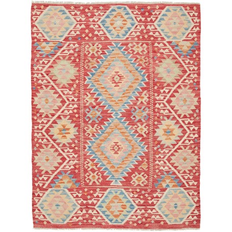 Tappeto Kilim Afghanistan Geometrico Rosso Azzurro 131x173 C