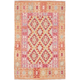 Tappeto Kilim Afghanistan Geometrico Giallo Rosso 102x156 Cm