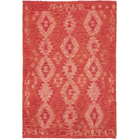 Tappeto Kilim Afghanistan Astratto Rosso Arancione 122x181 C