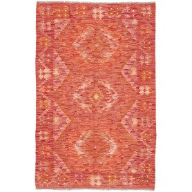 Tappeto Kilim Afghanistan Geometrico Terracotta Corallo 96x1