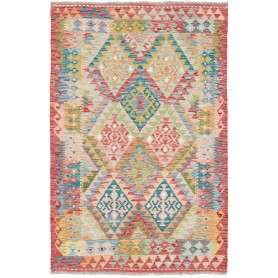 Tappeto Kilim Afghanistan Astratto Multicolore Vivace 98x152
