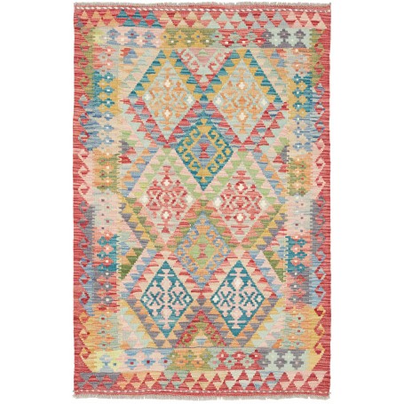 Tappeto Kilim Afghanistan Astratto Multicolore Vivace 98x152