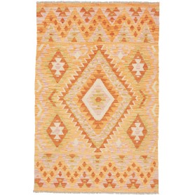 Tappeto Kilim Afghanistan Astratto Arancio Giallo 100x152 Cm