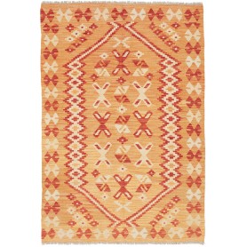 Tappeto Kilim Afghanistan Geometrico Arancio Bordeaux 101x15