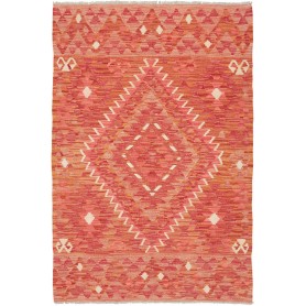 Tappeto Kilim Afghanistan Geometrico Corallo Arancio 98x147