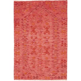 Tappeto Kilim Afghanistan Geometrico Rosso Arancio 98x150 Cm