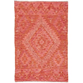 Tappeto Kilim Afghanistan Geometrico Rosso Arancio Rosa 99x1