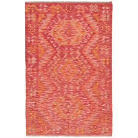 Tappeto Kilim Afghanistan Geometrico Rosso Arancio 98x153 Cm
