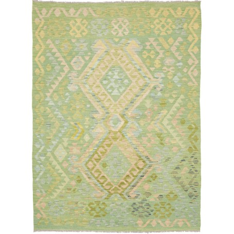 Tappeto Kilim Afghanistan Astratto Verde Chiaro Giallo 145x2