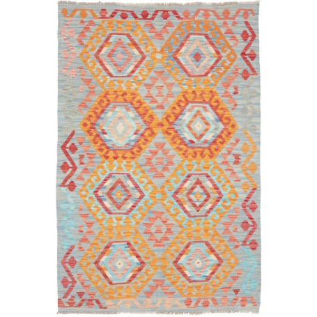Tappeto Kilim Afghanistan Astratto Azzurro Arancio 108x163 C
