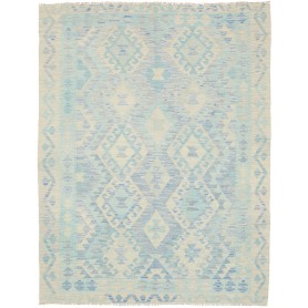 Tappeto Kilim Afghanistan Geometrico Azzurro Bianco Crema 15