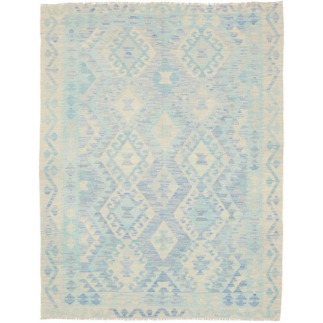 Tappeto Kilim Afghanistan Geometrico Azzurro Bianco Crema 15