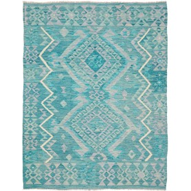 Tappeto Kilim Afghanistan Geometrico Acqua Marina 148x195 Cm