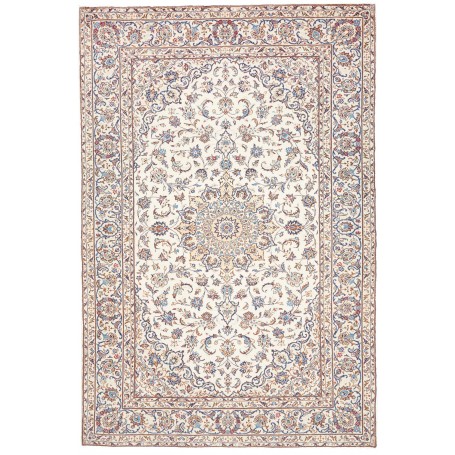 Tappeto Kashan Persia Medaglione Avorio Blu 202x295 Cm