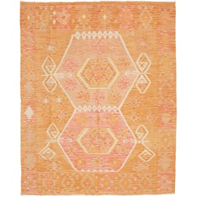 Tappeto Kilim Afghanistan Geometrico Arancio Rosa 156x200 Cm