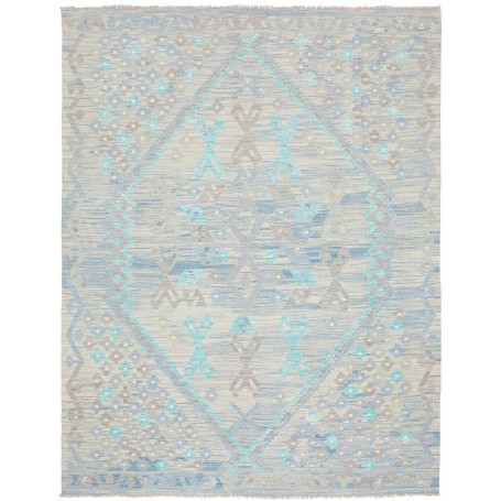 Tappeto Kilim Afghanistan Geometrico Azzurro Grigio 156x203