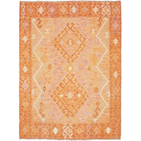 Tappeto Kilim Afghanistan Geometrico Arancio Terracotta 132x