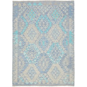 Tappeto Kilim Afghanistan Geometrico Azzurro Blu 129x176 Cm