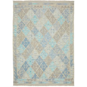 Tappeto Kilim Afghanistan Tribale Beige Azzurro 152x208 Cm