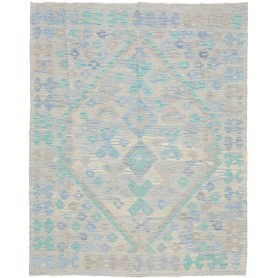 Tappeto Kilim Afghanistan Geometrico Azzurro Verde Menta 154
