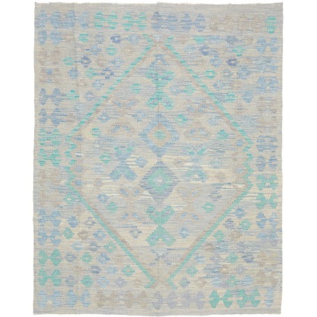 Tappeto Kilim Afghanistan Geometrico Azzurro Verde Menta 154