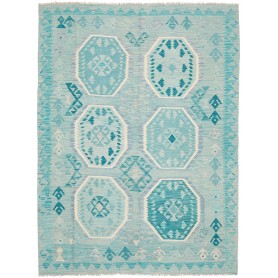Tappeto Kilim Afghanistan Geometrico Azzurro Turchese 158x21