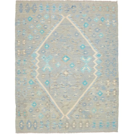 Tappeto Kilim Afghanistan Geometrico Azzurro Grigio Turchese