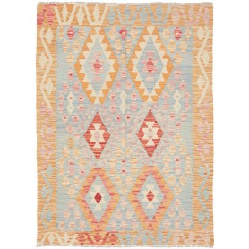 Tappeto Kilim Afghanistan Geometrico Azzurro Arancione Rosa