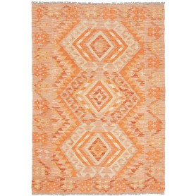 Tappeto Kilim Afghanistan Geometrico Arancione Pesca 103x148