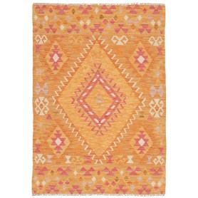 Tappeto Kilim Afghanistan Astratto Arancione Rosa 100x146 Cm