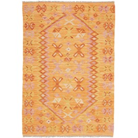 Tappeto Kilim Afghanistan Geometrico Arancio Rosa 102x148 Cm