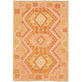 Tappeto Kilim Afghanistan Geometrico Arancio Giallo 103x152