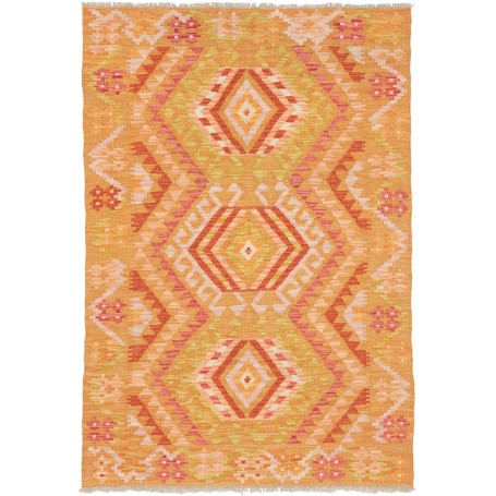 Tappeto Kilim Afghanistan Astratto Arancione Rosa 103x150 Cm