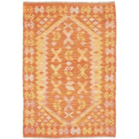 Tappeto Kilim Afghanistan Geometrico Arancio Giallo 100x146