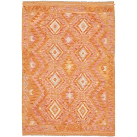 Tappeto Kilim Afghanistan Geometrico Arancione Rosa 121x175