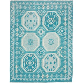 Tappeto Kilim Afghanistan Astratto Turchese Azzurro 159x203