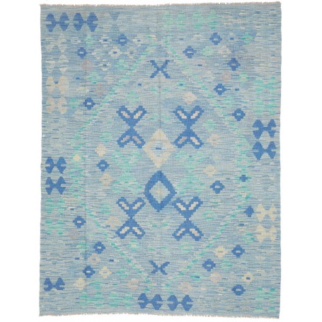 Tappeto Kilim Afghanistan Geometrico Azzurro Blu 154x198 Cm