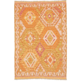 Tappeto Kilim Afghanistan Geometrico Arancione Rosa 103x151