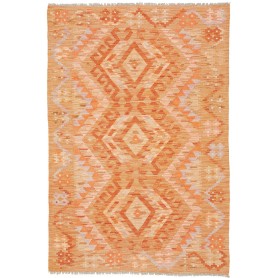 Tappeto Kilim Afghanistan Geometrico Arancio Beige 101x148 C
