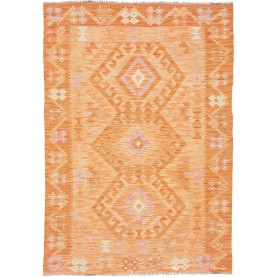 Tappeto Kilim Afghanistan Geometrico Arancio Crema 104x150 C