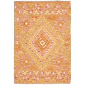 Tappeto Kilim Afghanistan Geometrico Arancione Rosa 103x145