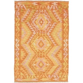 Tappeto Kilim Afghanistan Geometrico Arancio Giallo 99x147 C