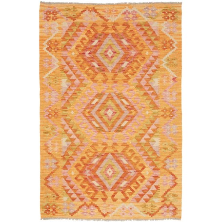 Tappeto Kilim Afghanistan Geometrico Arancione Rosa 101x152